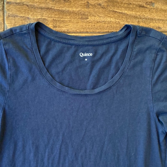 Quince Womens Cotton Modal Scoop Neck Tee Shirt Medium Minimal Navy Blue - Picture 3 of 6